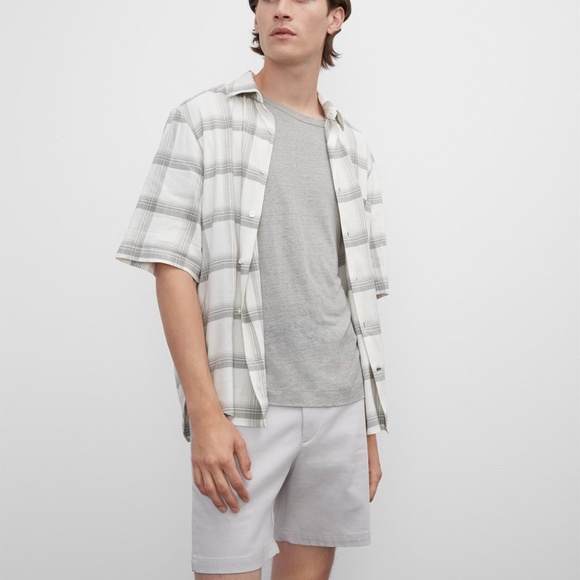 Plaid Linen Blend Roll Sleeve Shirt - New With Tags - NEVER WORN - White - Picture 2 of 5